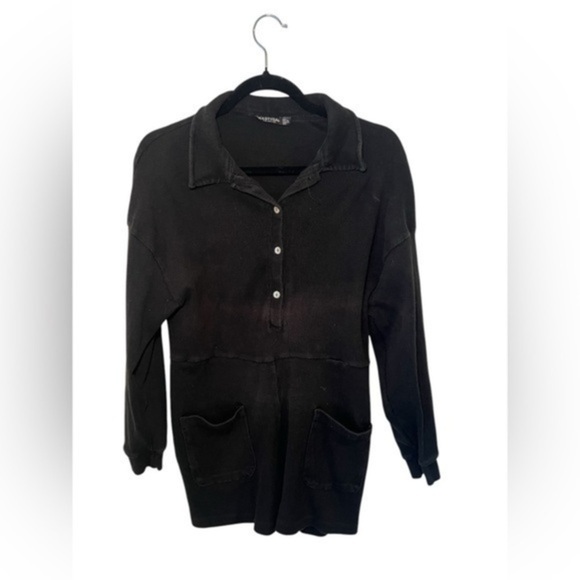 Nasty gal black long sleeve ribbed romper♥️ - Picture 1 of 4